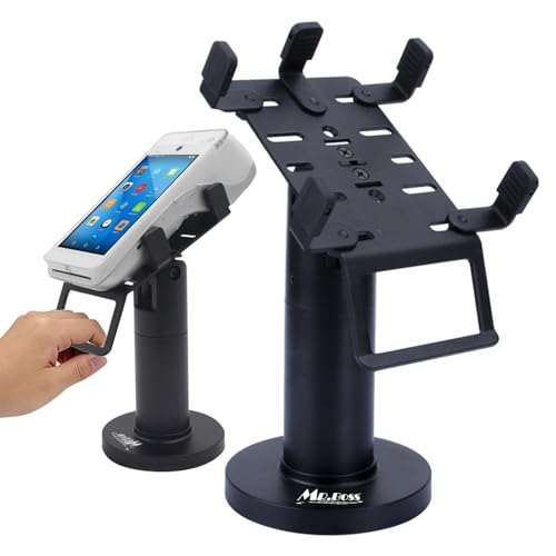 POS Machine Stand Adjustable Clips and Swivel&Tilt Angle Credit Card Reader Stand POS Terminal Holder Rack Mounted on Table Compatible with Ingenico Pax Square Verifone Poynt for Market Restaurant