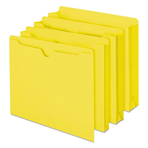 Smead File Jacket, Reinforced Straight-Cut Tab, Flat-No Expansion, Letter Size, Yellow, 100 per Box (75511)