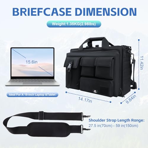 Tactical Briefcase, GES 15.6 Inch Men's Messenger Bag Military Briefcase for Men
