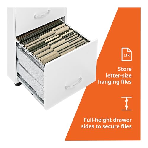 NuSparc Mobile 3 Drawer Locking Filing Cabinet | Pre-Assembled Steel Construction | Space-Saving Design is Perfect for Home and Small Office | Letter-Size | Assembled in North America