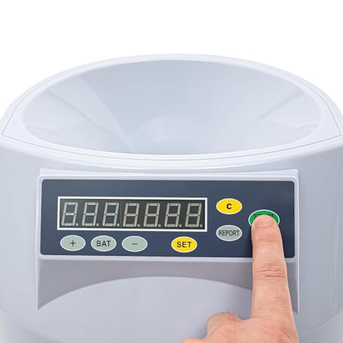 Coin Sorter Machine, Electric Coin Counter with Fault Self-Check Function, 216 Units/min and LED Display Easy to Observe, Supports All Coins and Durable, for Businesses, Shops, Supermarket