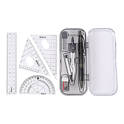 GRFIT Compass Geometry 8Pcs/Set Ruler Compass Pencil Set Geometry Protractor Maths Student Drawing School Stationery Mathematical for Boy Girl Gift Drafting Compass (Color : Pink Set)