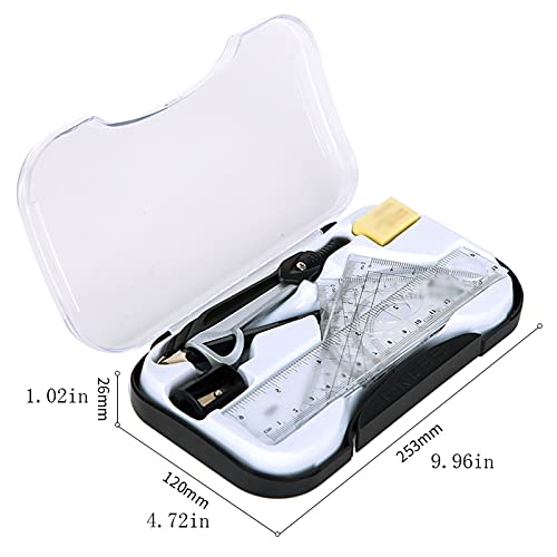 DUHTFCY Math Geometry Kit Set Math Compass Professional Drawing Tool Set Multi-Function Compass Learning Special Mathematics Geometric Drawing Geometry Kit (A)