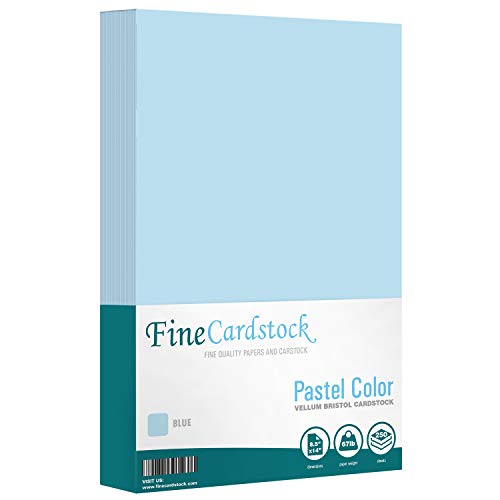 Color Cardstock Paper 67 Vellum Bristol, Sizes: 8.5 x 11 | 11 x 17 | 8.5 x 14 |1 Ream of 250 Sheets per Pack. (8.5 x 14, Blue)
