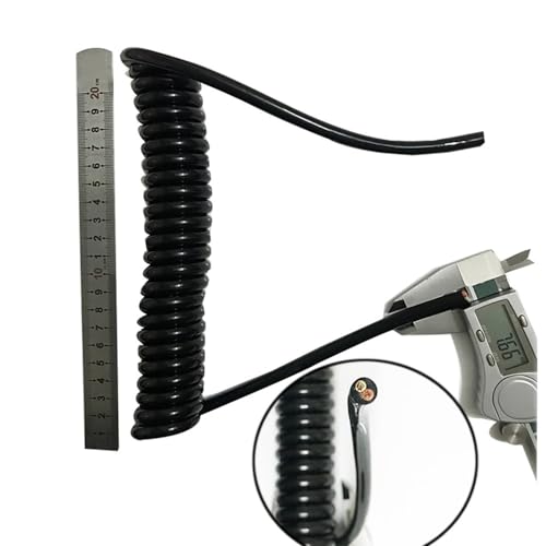 Coiled Power Cord 2 Core 2.5mm 8mm OD 2.5M 5M 7.5M Retractable Spring Cable