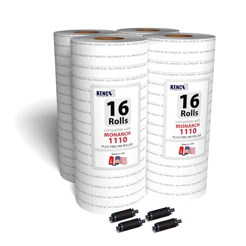 Labels by Kenco to Fit Monarch 1110 Price Gun – Made in The USA -Ink Rollers Included, Choose Your Color and Quantity (Sell by/Freeze by, 4 Sleeves 68,000 Labels)