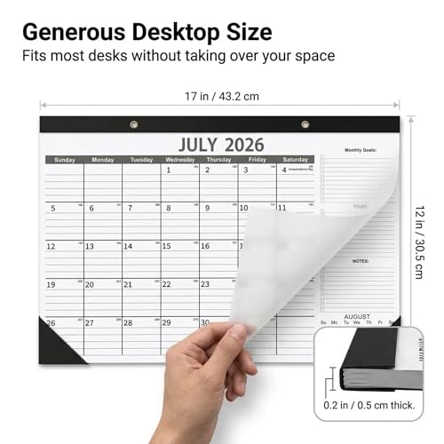2-Pack Desk Calendar 2026-2027 - Two 18-Month Large Monthly Calendars (July 2026 - Dec 2027), 17" x 12" Desktop & Wall Calendars with Thick 120g Paper for Home and Office Sync