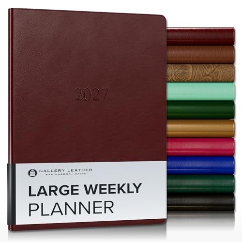 Gallery Leather Large Weekly Planner 2026-2027 Tremont Garnet
