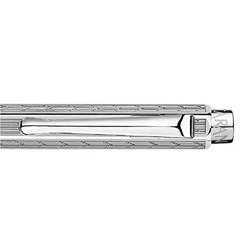 Caran d' Ache Chevron Ecridor Rhodium Ballpoint Pen Chevron Silver, Large Engraving Space (0890.296)