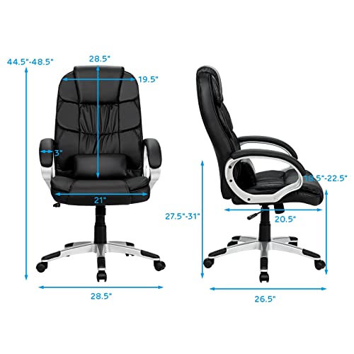 FZGGWYHL Heavy Duty Home Office, Comfortable Heavy Duty Design, Ergonomic High Back Cushion Lumbar Back Support, Computer Desk, Big and Tall, Adjustable Executive Leather with Arms