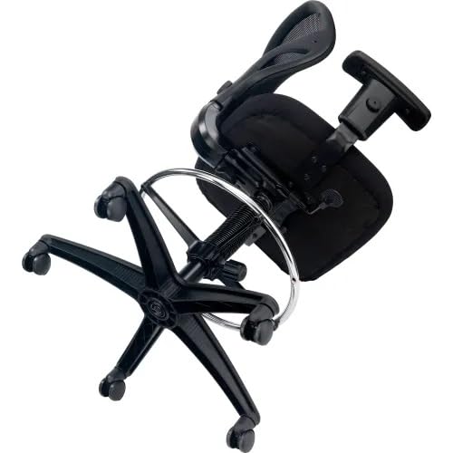 Adjustable Drafting Stool with Mesh Back – Ergonomic Office Drafting Chair with Footrest, Armrests & Height Adjustment (Black)