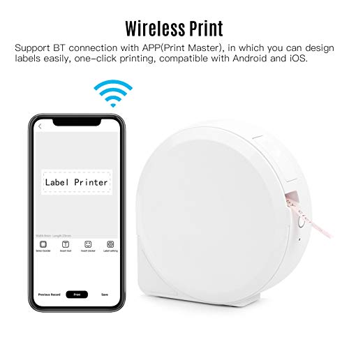 UIOLCFF Portable Label Maker Printer Thermal Transfer Manual Cutting 180dpi BT Connection with APP Multiple Languages