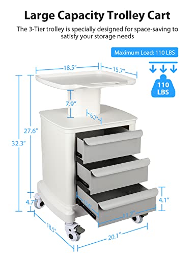 Mobile Medical Trolley Cart 110 LBS Load Portable Ultrasound Scanner Cart
