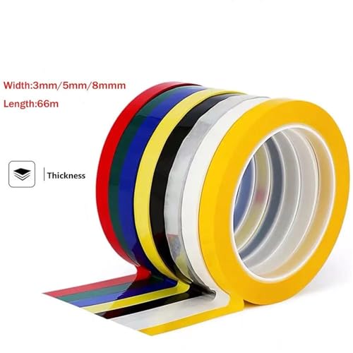 White Board Tape 20Roll 3/5/8mm Length 66M Desktop Positioning Tape Marking Whiteboard Color Discrimination Drawing Grid Line for Office(Black,8mm)