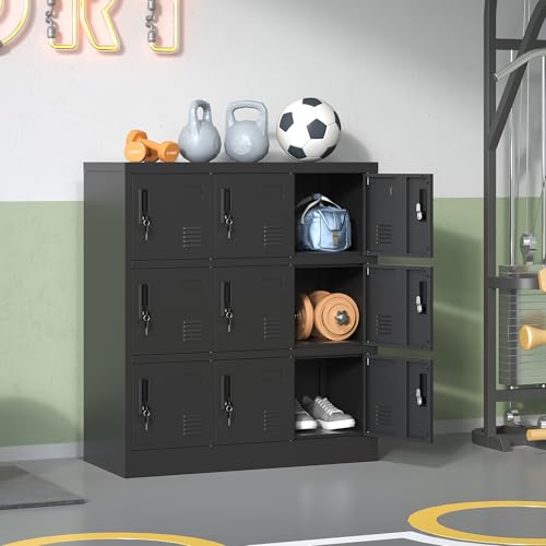 EKJ Metal Locker 9 Doors Storage Cabinet, Lockers for Employee