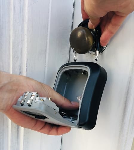 Iron Lock® Medium Key Lock Box with Code, U-Shackle Opens Fully Out (Grey)