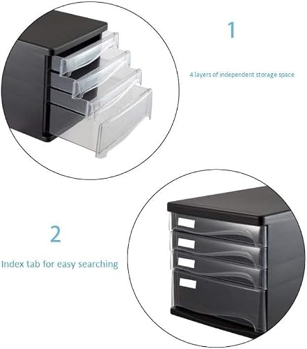 ELUKHT Office Filing Storage File Cabinets Family Desk Decoration File Cabinets Storage Box 5 Drawers Plastic Desk File Cabinet Organizer Office Supplies,Black (Black)