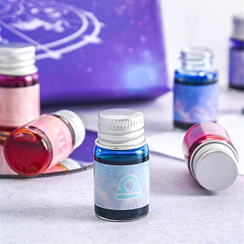 UOHLCX HBJWOV 12 Constellation Ink Gold Powder Glass Dip Pen Student Writing Signature Filling Fountain Pens Office Supplies
