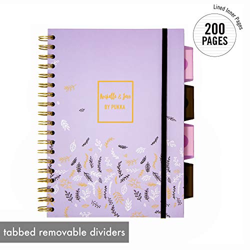 Pukka Pad 5 Subject Spiral Notebook 3-Pack - 200 Pages, 100 Sheets of 80GSM Paper with Repositionable Dividers & Perforated Edges for Office Planning & Organization - B5-7 X 10, Rochelle & Jess