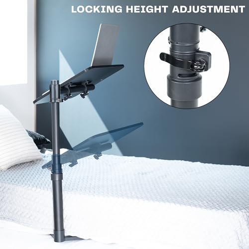 Height Adjustable Under Mattress 20 inch Bedside Desk, Works with Lofts and Beds Without Frames, Tilting Desktop, Fits Laptops, Books, and More, Black