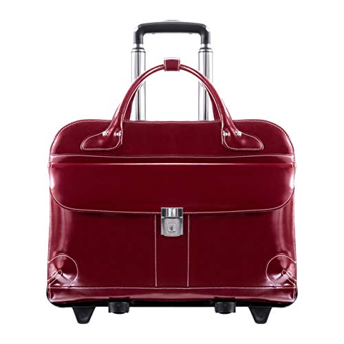 McKlein LAKEWOOD, 15" Leather Detachable -Wheeled Ladies' Laptop/Computer & Tablet Business Briefcase Bag/Women's Rolling Overnight Travel Bag, Removable trolley case