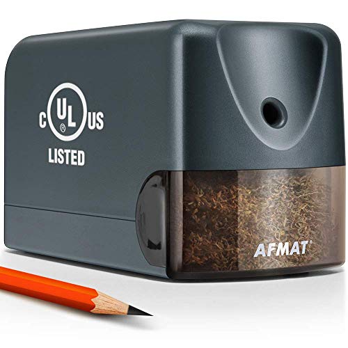 AFMAT Electric Pencil Sharpener, Heavy Duty Pencil Sharpeners for Classroom, Home, UL Listed Pencil Sharpener for 6.5-8mm No.2/Colored Pencils, 10000+ Sharpenings, Gray PS66