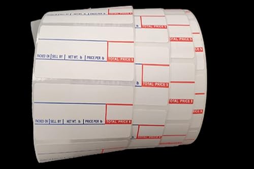 Aquos CAS Scale Labels Roll – White Label Roll for CAS Scales | Thermal Printer Stickers | Self Stick Deli Scale Labels for Food & Meat Packaging (24 Rolls, 8000)