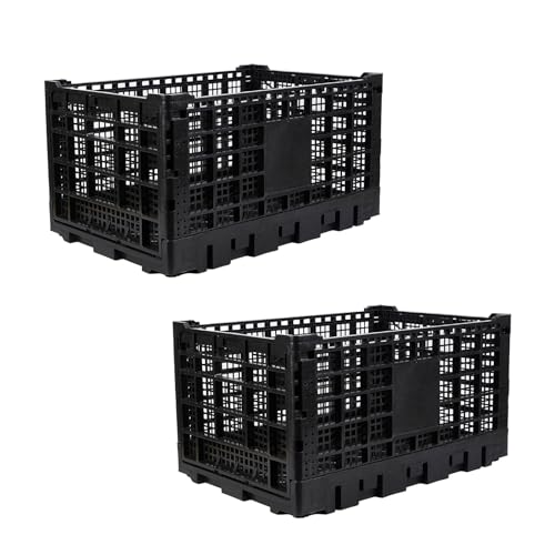 2-Pack 52L Collapsible Storage Bins, Heavy-Duty Stackable Plastic Crates