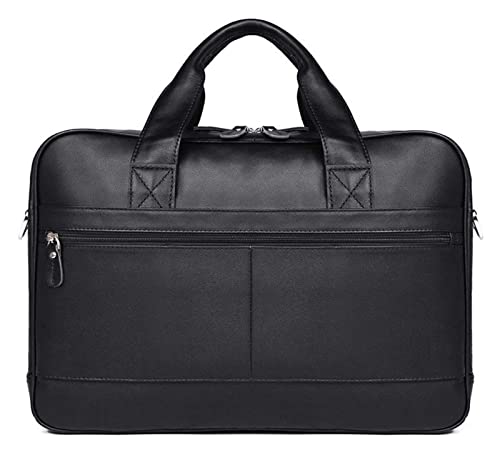 LLzyx Briefcase Double Compartment 17inch Laptop Business Shoulder Handbag Leather Messenger Bag Briefcase
