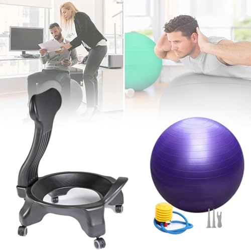 YXCUSAM Yoga Ball Chair, Ergonomic Fitness Ball Seat, Office Balance Ball Posture Chair for Adults/Pregnant Women (Purple)