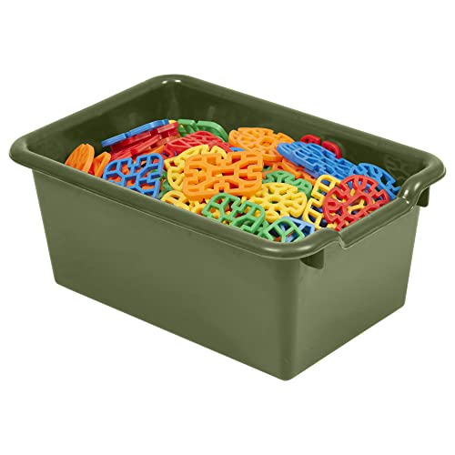 ECR4Kids Scoop Front Storage Bin, Multipurpose Organization, Earthtone, 15-Piece