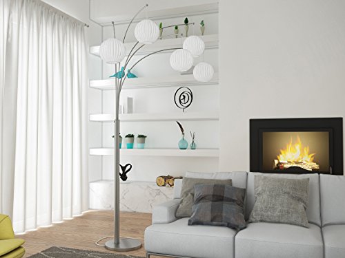 Lite Source LS-8872PS/WHT Deion 5-Lite Arch Lamp, Polished Steel with White Shade