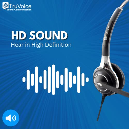 TruVoice HD-750 Premium Wired Headset with Ultra Noise Canceling Microphone & HD Speakers - Includes Amplified HIS-2 Adapter Cable Compatible with Avaya 16xx, 96xx and J Series Desk Phones