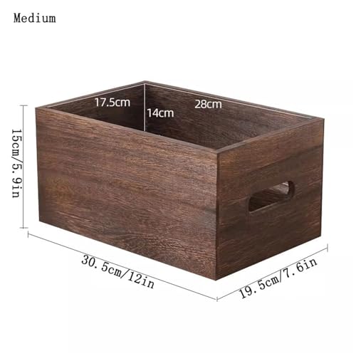 Bookcase Storage Rack Retro Counter Wooden Bookshelf Storage Crate Vinyl Record Organiser Box with Handles Book Shelf(Medium)