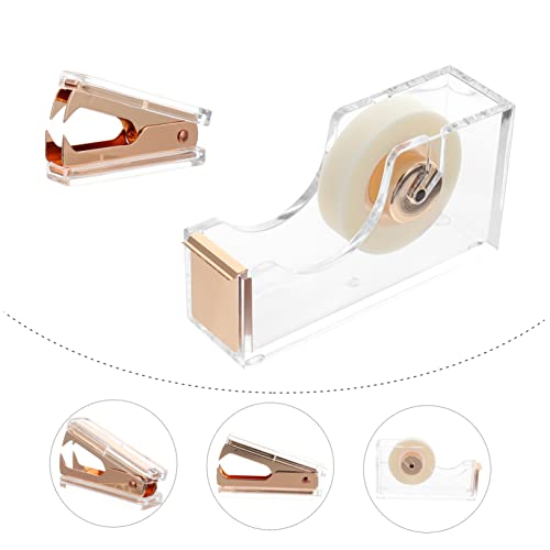 1 Tape seat Nail Remover Shipping Tape Dispenser Clear Tape Holder Paper Tape Dispenser Desk Accessories Staple Puller and Tape Dispenser Stationary Adhesive Tape Alloy Office (Golden 6.7X12CM)