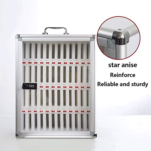 12/24/36 Bit Aluminum Alloy Pocket Chart Cell Phones Storage Cabinet for Cell Phones, Wall-Mounted with A Locked, Can Be Carried by Hand for Classroom Office Factory (Color : Silver, Size : 36)