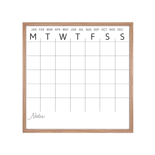 MCS Dry Erase Calander Walnut Framed Monthly Calendar, 30x30, Events & More