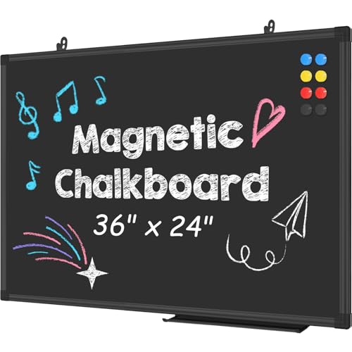 Lockways Magnetic Chalkboard 36 x 24 Inches, Large Black Board Wall Decor