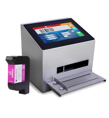 PEKOKO 7-Inch Touch Screen Automatic Continuous Inkjet Coding Machine with Original Quick-Drying Ink Cartridge for Small Business,Intelligent Printer for Production Date/Time/Barcode/QR Code/Logo