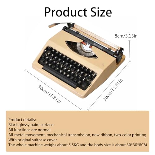pedenencelia Traditional Portable Manual Typewriter Machine,Vintage Typewriter,Red Black Ribbon,Easy to Carry,No Power Supply Required,for Notes,Letters,Writing,Writers Literary,Milkteacolor