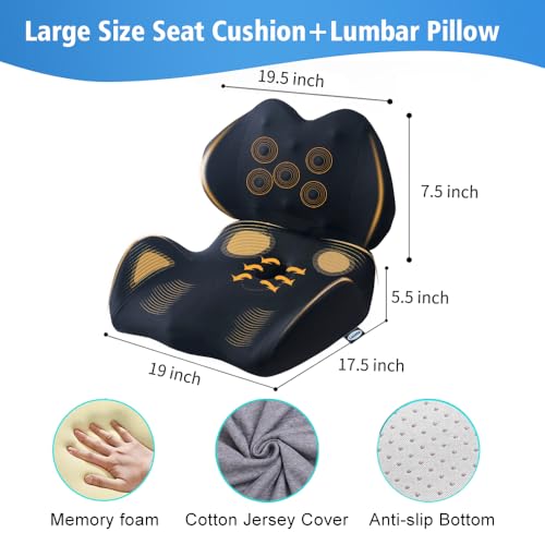 Lexeme X Large Memory Foam Seat Cushion Lumbar Support Pillow for Sciatica & Tailbone Pressure Relief Coccyx Pad for Office Chair, Car,Wheelchair,Home,Office