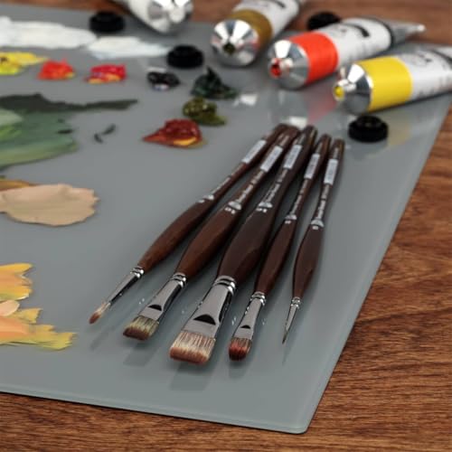 Borciani e Bonazzi Unico Synthetic Mongoose Artist Paint Brush - Series 800 Round - Set of 6 - Watercolors, Oil & Acrylic Paint - Handcrafted in Italy, Anti-Roll Design, Ergonomic Medium Handle