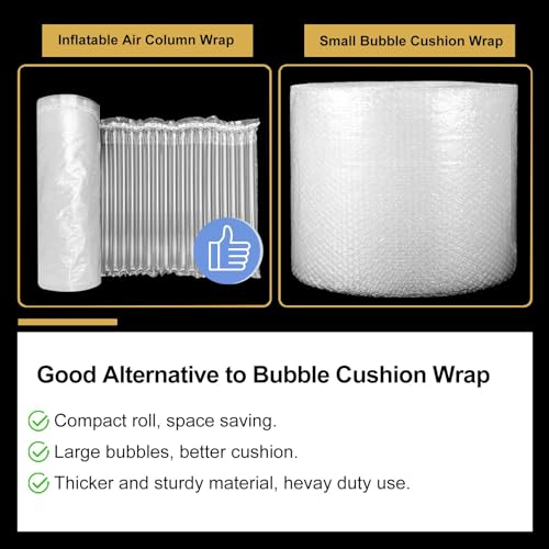 Hijelyn Large Bubble Cushioning Wrap for Packing 12"x164'，Inflatable Air Pillows for Shipping & Moving Heavy Duty Bottle Travel Protector Bags Space Saving Box Filler Shipping Supplies with Pump, 55um