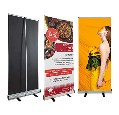 Sunwes Custom Retractable Banner with Stand, 33"x81" Personalized Roll Up Banner for Business Trade Show, Waterproof Pop Up Sign for Wedding, Birthday & Hotel Events, Includes Carrying Bag