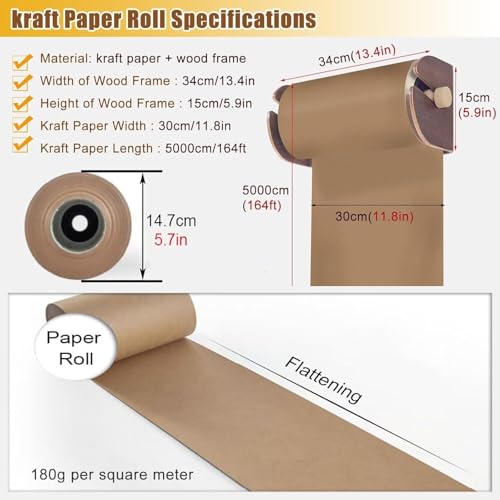 LNNW Kraft Paper Dispenser Kraft Paper Scroll Display Holder Wall Mounted, Butcher Paper Roll for to-Do Lists/Grocery List/Menus/Kids Drawing Decorative Message Boards for Wall(Style 2)