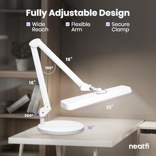 Neatfi 2500LM 30W LED Task Lamp w/Base, 22-Inch Wide Head, Non-CCT (White)