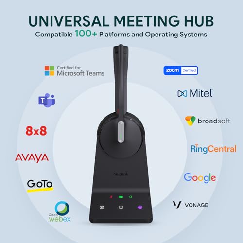 Yealink WH64 Mono DECT & Bluetooth Wireless Headset for Phone PC Mobile