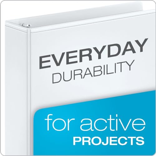 Cardinal Performer 3-Ring Binders, 3", Non-Locking Slant-D Rings, 725-Sheet Capacity, ClearVue Presentation, Non-Stick, PVC-Free, White, 4-Pack (27600)