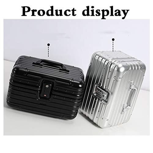 Baggage Makeup Train Case,Briefcase Lockable File Storage Chest,Aluminum File Box,for Wallets File Box，Portable Travel，Girl Makeup Storage Box (Color : Silver)