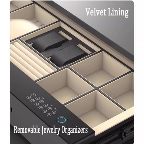 saditesdk Jewelry Safe with Auto-Eject Drawers, Biometric Fingerprint Valuables Storage Case for Living Room, Cloakroom, Nightstand-480mm，564mm